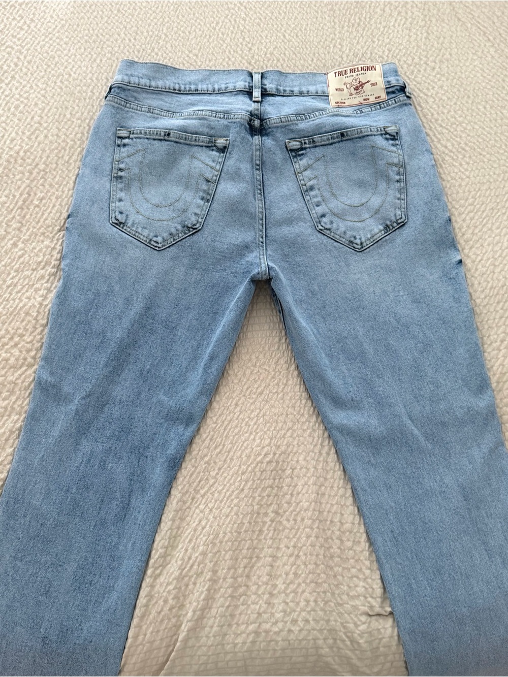 True Religion Light Blue Back Pocket Straight Jeans